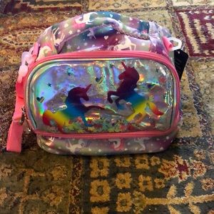 NWT jasminestar rainbow unicorn and silver lunch bag